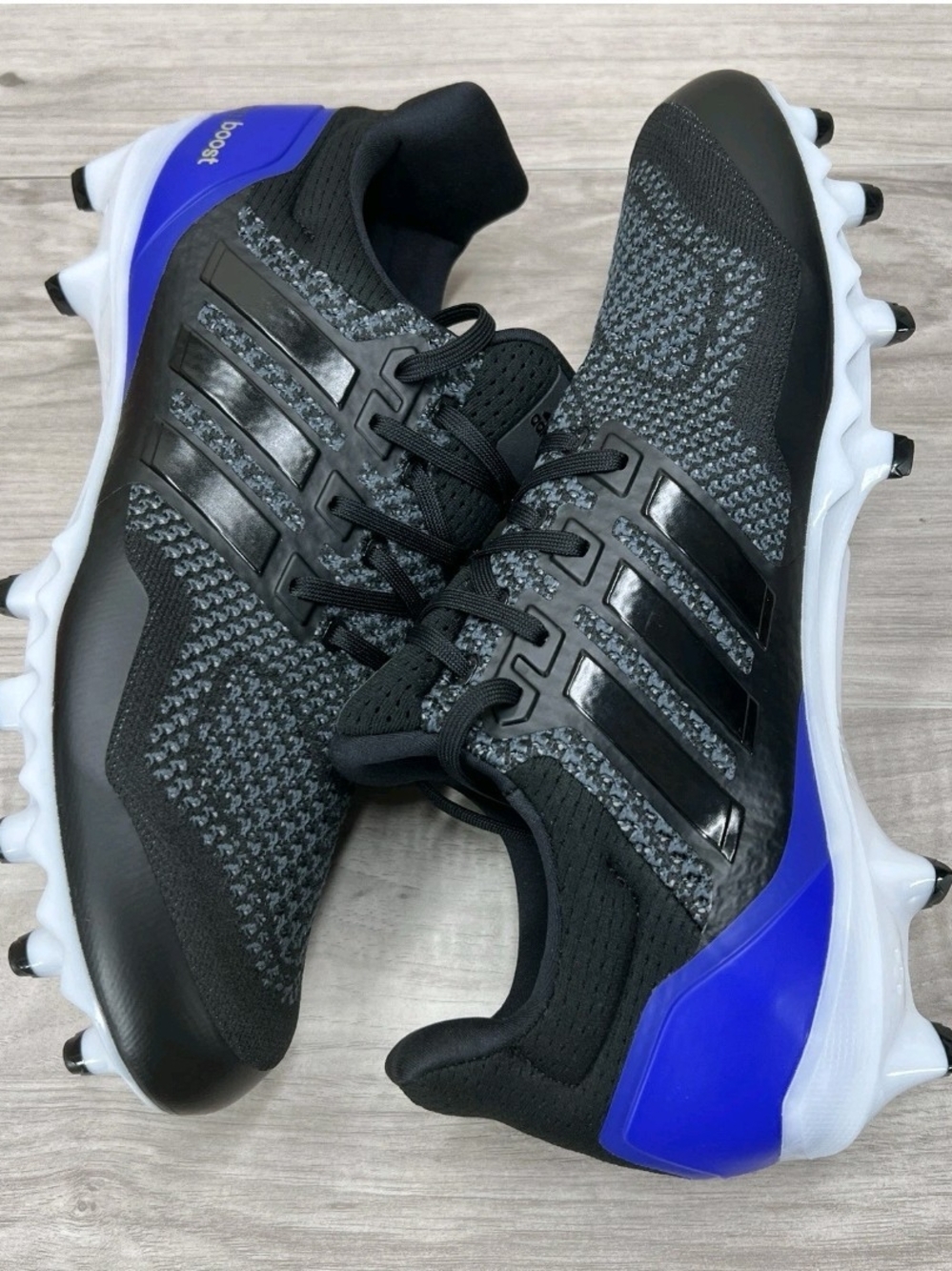 Men's Athletic Cleats - Black & Blue Knit Performance Shoes